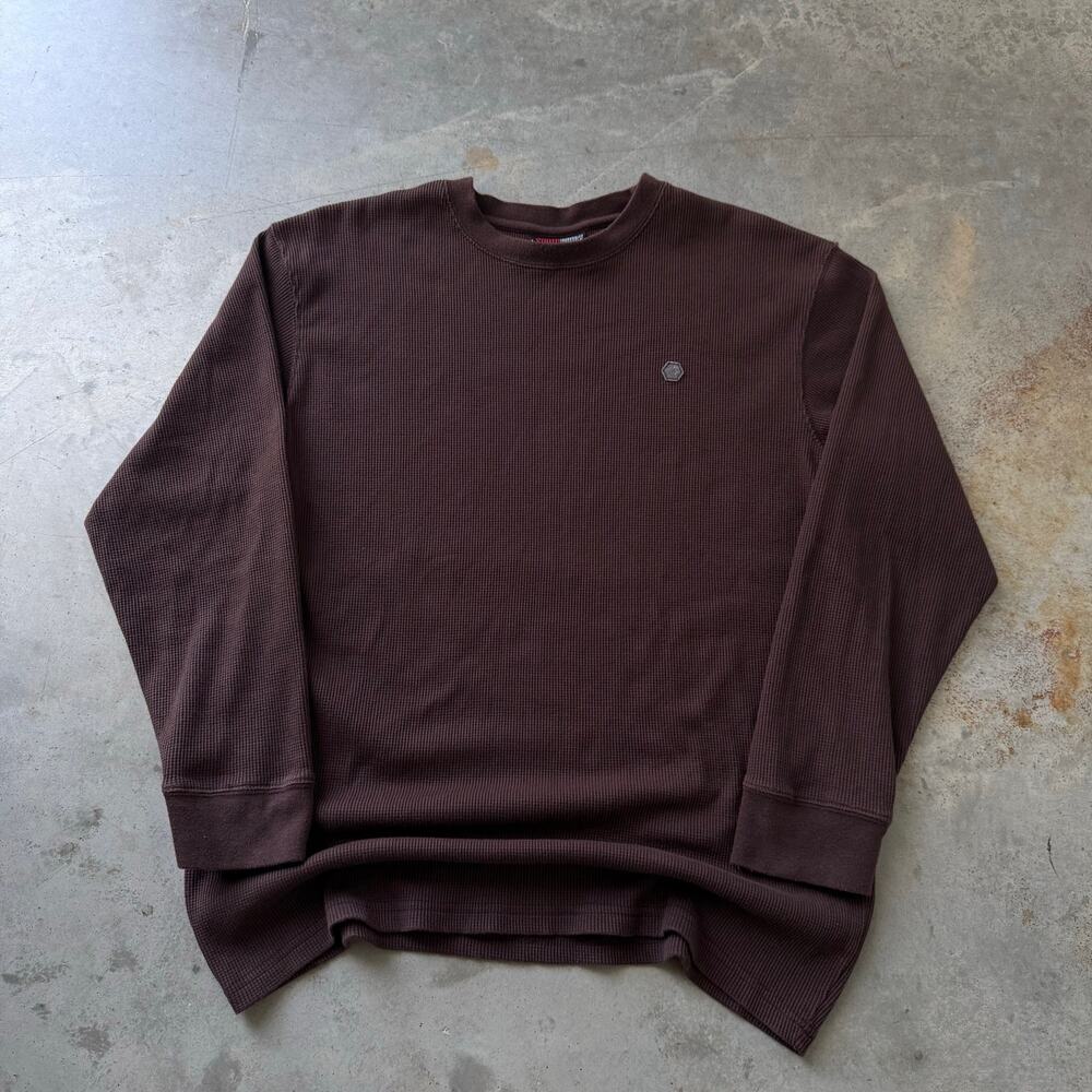 Vintage Y2K Southpole Logo Brown Waffle Knit Longsleeve Thermal Shirt Size 2XL